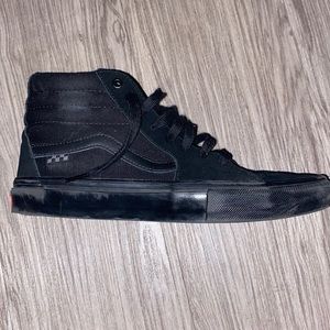 All black Sk8-High Vans, Size 10
